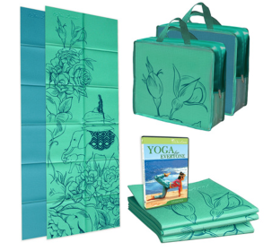 Folding Yoga Mat Kit (Color: Solid Blue, size: Kit)