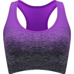 1pc/2pcs/3pcsMedium Support Two Tone Racer Back Sports Bra, Fitness Workout Running Yoga Bra (Color: Purple)
